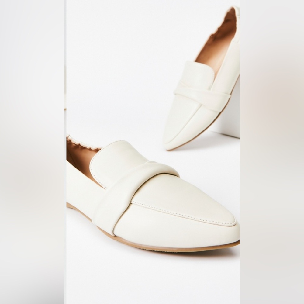 JustFab Karlie Slip-On Loafers - Birch White - Size 7